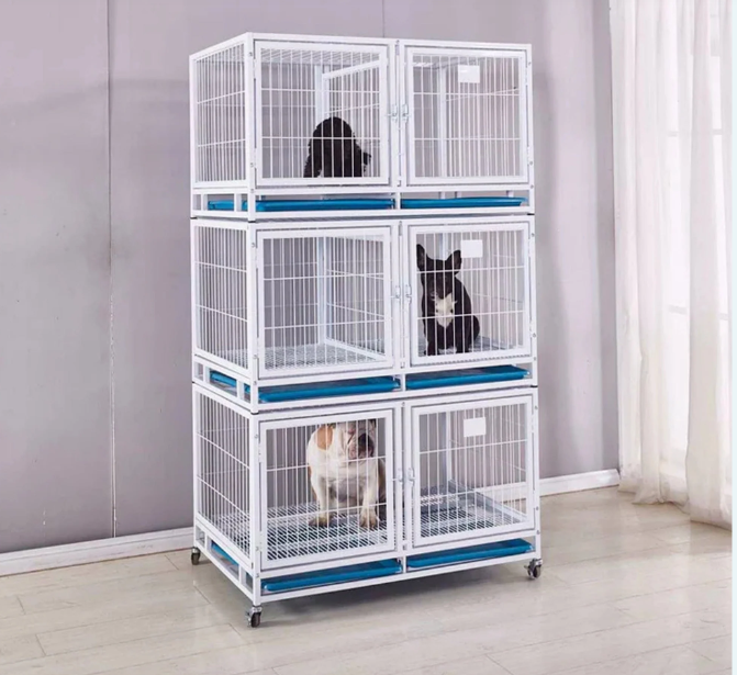 Coated White Wire Cage Bank 6 Small / 3 Large